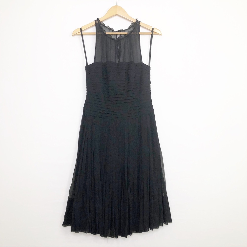BCBG MaxAzria high neck Women's Black Sleeveless Chiffon Dress